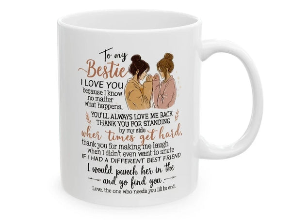 Bestie Coffee Mug 11oz – Best Friend Gift for Women, Funny Friendship Cup