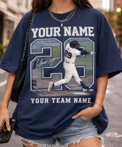 Customized Sport Photo Shirt, Personalized Baseball  Football Volleyball Player Name & Number Tee, Custom Youth Sports Gift, Kids Baseball Photo Shirt, Athlete Gift
