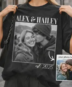 Personalized Couple Shirt, Custom Photo Engagement Comfort Colors Shirt, Vintage Couple Picture Tee, Wedding Anniversary Gift, Custom Couple Gift