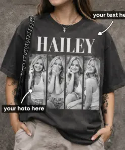 Custom Vintage 90s Photo Girlfriend Shirt, Personalised Boyfriend Tee, Face Shirt with Hearts, Bachelorette Party Surprise Gift