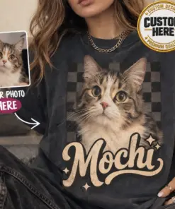 Custom Vintage Bootleg Pet Shirt, Personalized Dog Photo and Name Tee, 90s Style Pet Portrait Shirt, Custom Cat Graphic Tee
