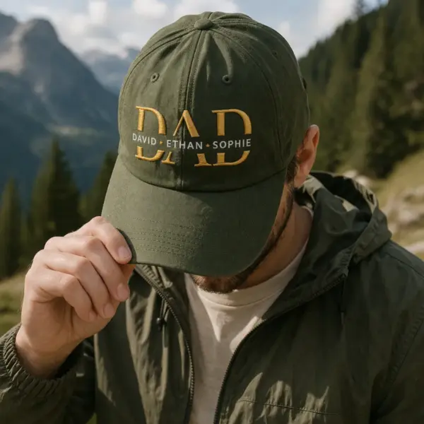 Personalized Dad Hat with Kids Names – Custom Embroidered Father's Day Cap