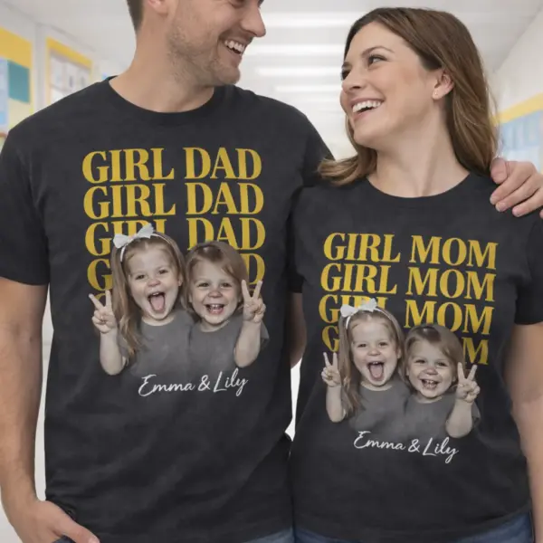 823bfe73-37ea-4eab-a0f2-46e847293278 Custom Girl Dad & Mom Photo Shirt – Vintage Retro Family Tee