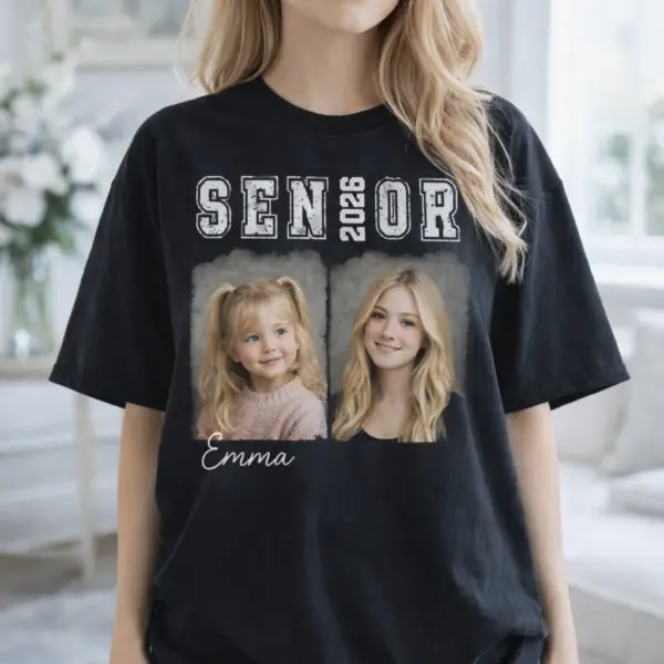 ChatGPT Image 14_43_33 24 thg 3, 2026 Then and Now Graduation Shirt – Personalized Photo Senior Tee