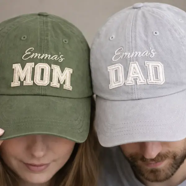Personalized Mom & Dad Hat Set – Custom Embroidered Parents Caps
