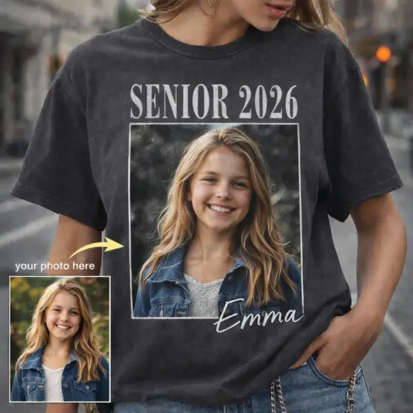 d0deb820-107e-44b4-be05-ed23db164b4e Custom Photo Senior 2026 Graduation Shirt for High School Seniors