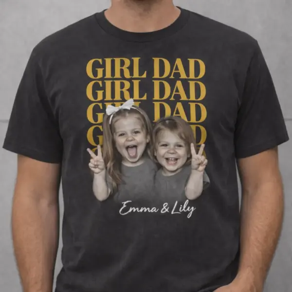 e3925356-0a1e-4ecf-9d04-26d7d5c5cc49 Custom Girl Dad & Mom Photo Shirt – Vintage Retro Family Tee