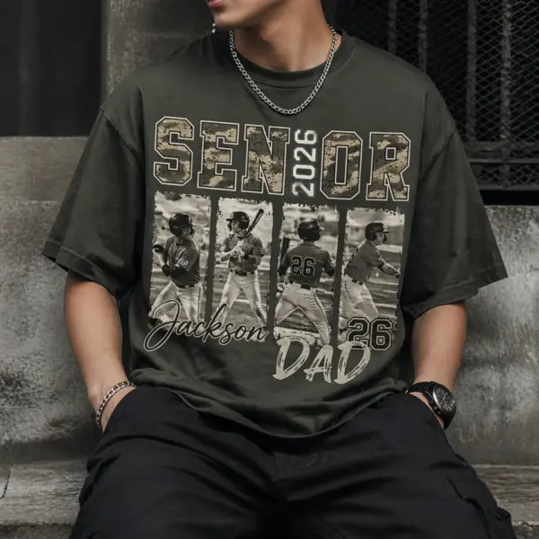 image Personalized Senior Mom & Dad 2026 Shirt – Vintage Football Photo Tee