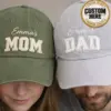 Personalized Mom & Dad Hat Set – Custom Embroidered Parents Caps