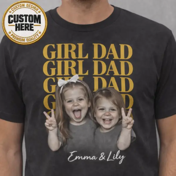 mockup (3) Custom Girl Dad & Mom Photo Shirt – Vintage Retro Family Tee