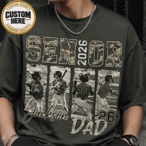 Personalized Senior Mom & Dad 2026 Shirt – Vintage Football Photo Tee